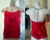 Blusa de Cetim c/ Plaquinhas Prata na Alça