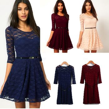 Vestido de Renda Meia Manga